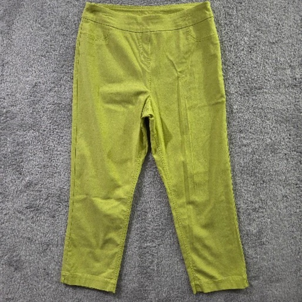 Soft Surroundings Cropped Pants Women's Medium Green Pull On Stretch Capris